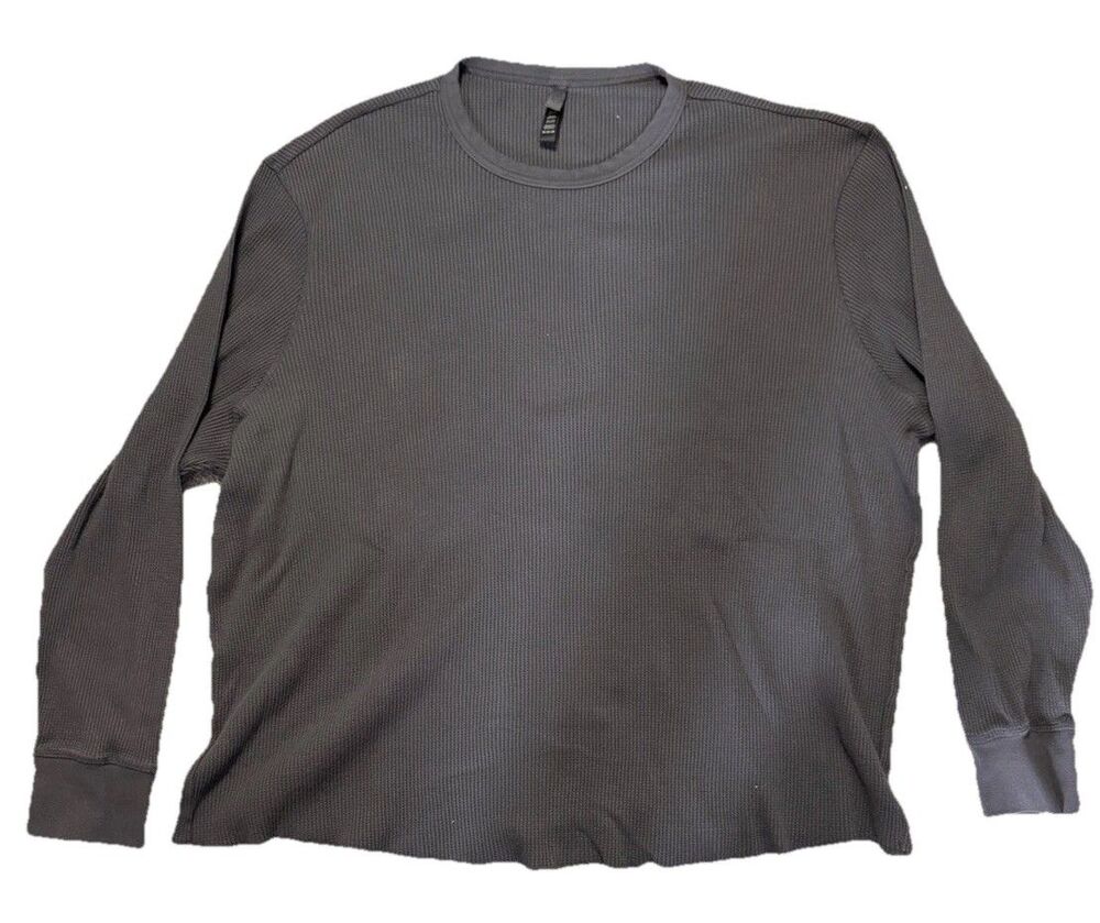 SKIMS Mens Waffle Long Sleeve T-Shirt Size 3X Dark Grey Soot Thermal Knit Top